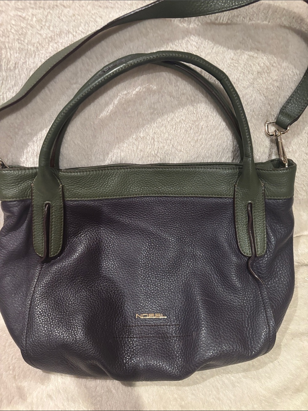Two-Tone Olive & Plum Leather Tote by Nobel